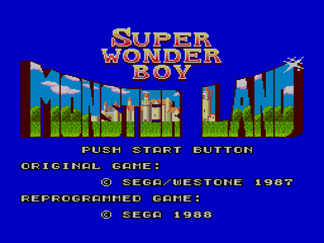 Wonder Boy in Monster Land title screen for Sega Master System